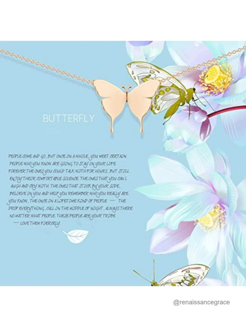 Dainty Polished Butterfly Initial Necklace, 18K Gold Plated Brass, Adjustable